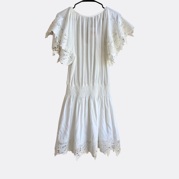 Ramy Brook Jacy Lace Trim Dress NWT Women's M Short Sleeve V-Neck Smocked $465 - Picture 6 of 7